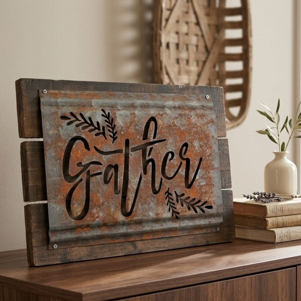Gather Wood & Metal Wall Decor | Handmade | BNWT